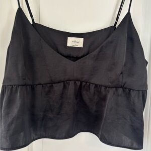 Aritzia Wilfred Elegant Black Cropped Camisole Top
